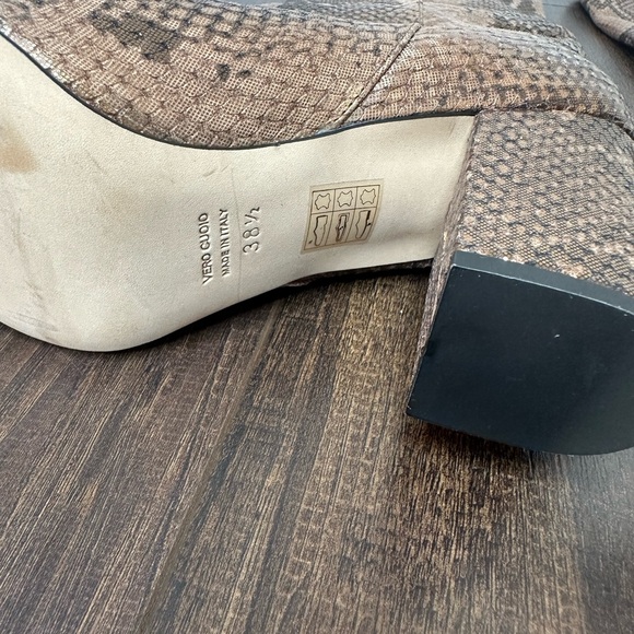 Paris Texas Knee-high Lamé Python-embossed Leather Boots In Bronze - Picture 12 of 12